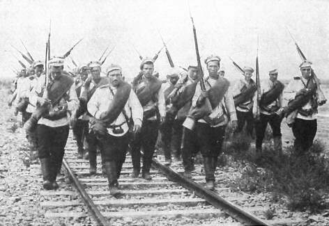 Русская пехота на марше.
