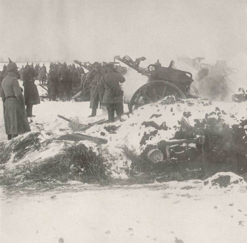 Германская артиллерия в снегах Польши